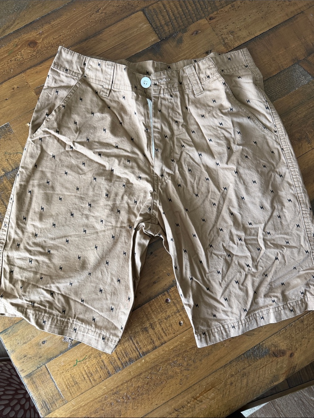 Men's Khaki Printed Flat-Front Shorts